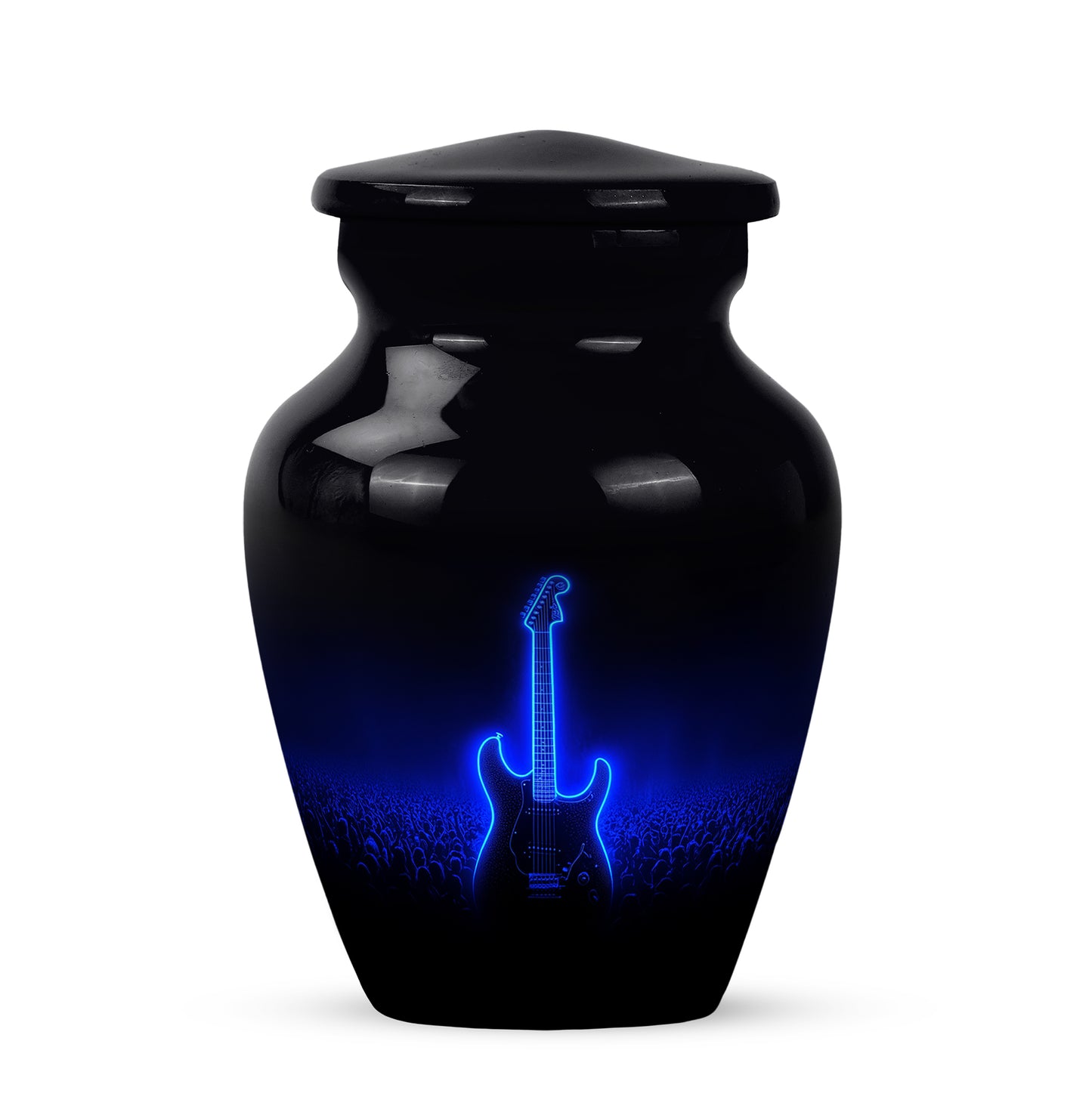 Personalized Guitar Cremation Urns - Soothing Black 10-inch, 200 cu in - Yatskia