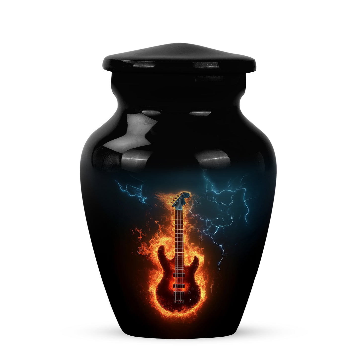 Black Guitar Cremation Urns - Enduring Dedication 10-inch, 200 cu in - Yatskia