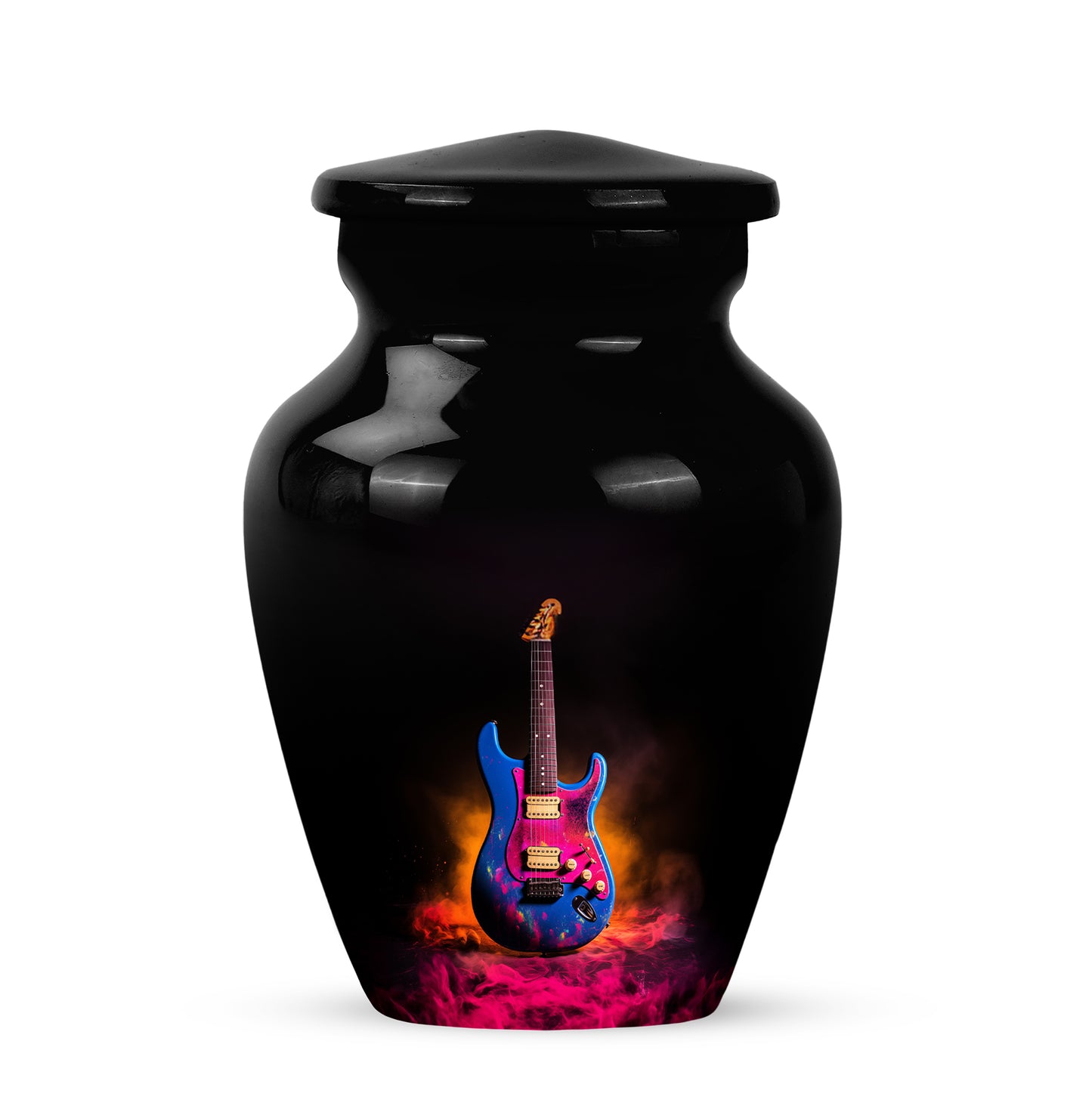 Personalized Eternal Guitar Cremation Urns - Black 10-inch, 200 cu in - Yatskia