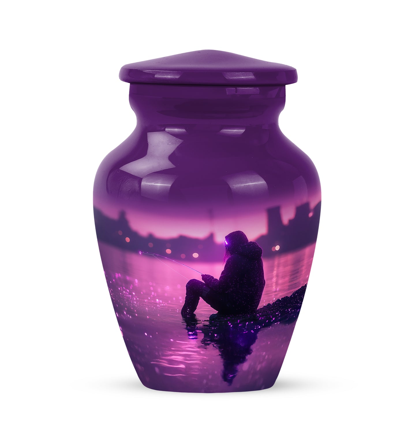 Purple Fishing Testament Cremation Urns for Human Ashes - 10-inch, 200 cu in - Yatskia