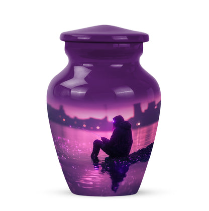 Purple Fishing Testament Cremation Urns for Human Ashes - 10-inch, 200 cu in - Yatskia