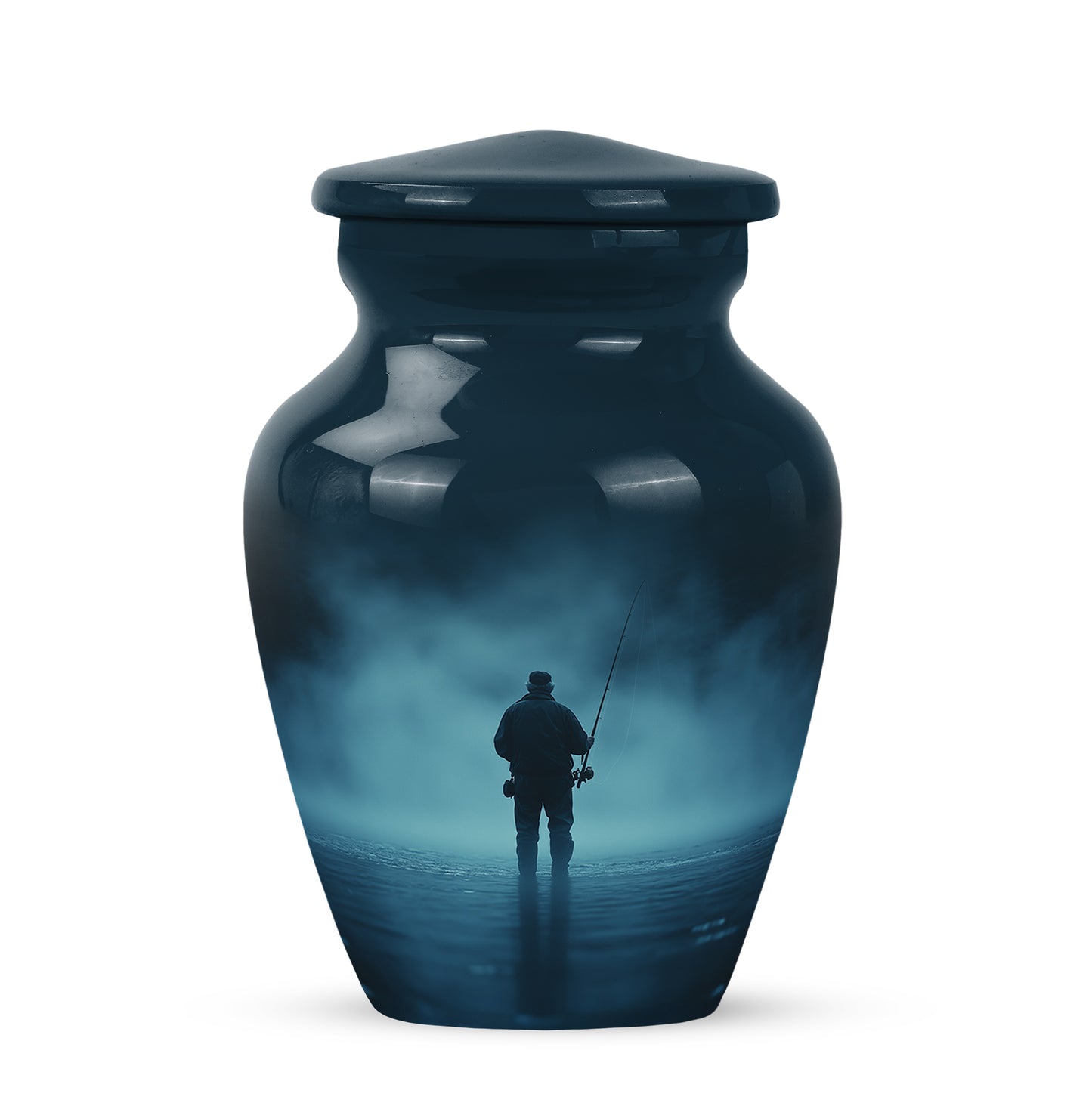 Blue Sacred Fishing Cremation Urns for Human Ashes - 10-inch, 200 cu in - Yatskia