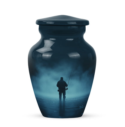 Blue Sacred Fishing Cremation Urns for Human Ashes - 10-inch, 200 cu in - Yatskia