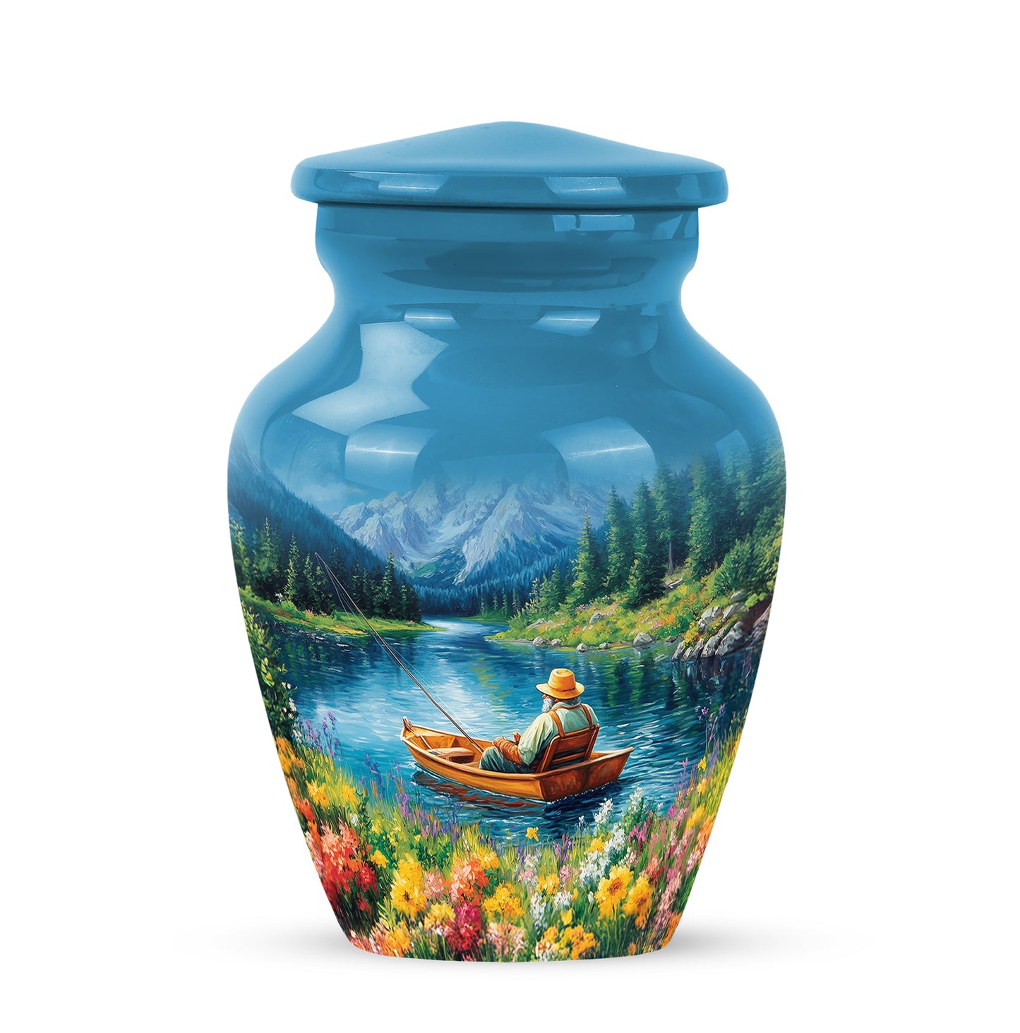 Hallowed Fishing Cremation Urns for Human Ashes - Blue 10-inch - Yatskia