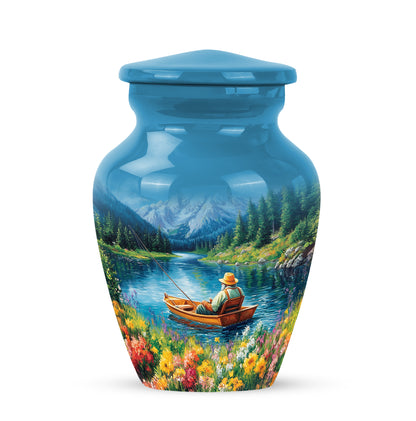 Hallowed Fishing Cremation Urns for Human Ashes - Blue 10-inch - Yatskia