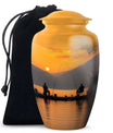 Fishing Yellow Cremation Urn for Ashes – Sunset Lake Large Cremation Urns