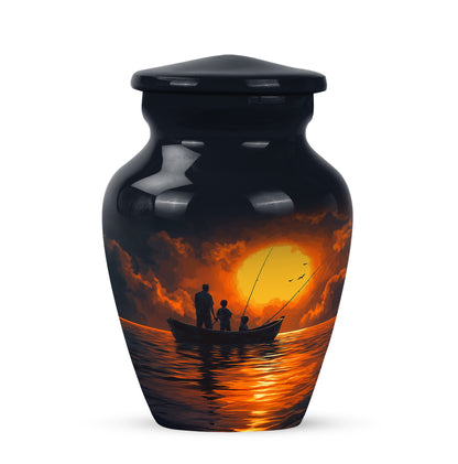 Personalized Magnificent Fishing Cremation Urns - Blue 10-inch, 200 cu in - Yatskia