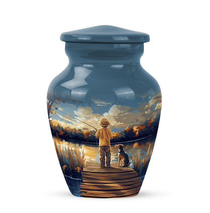 Blue Fishing Cremation Urns - Opulent Sanctuary 10-inch, 200 cu in - Yatskia