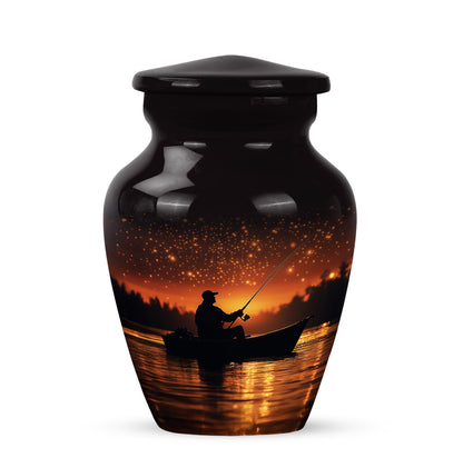 Personalized Fishing Cremation Urns - Soothing Black 10-inch, 200 cu in - Yatskia
