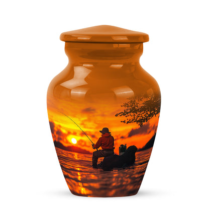 Personalized Elegant Fishing Cremation Urns - Gold 10-inch, 200 cu in - Yatskia