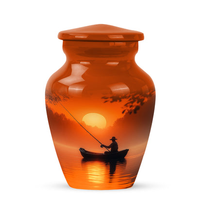 Personalized Gold Fishing Cremation Urns for Ashes - Enchanting 10-inch - Yatskia