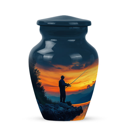 Personalized Fishing Cremation Urns - Eminent Blue 10-inch, 200 cu in - Yatskia