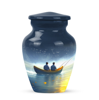 Personalized Fishing Cremation Urns - Eminent Blue 10-inch, 200 cu in - Yatskia