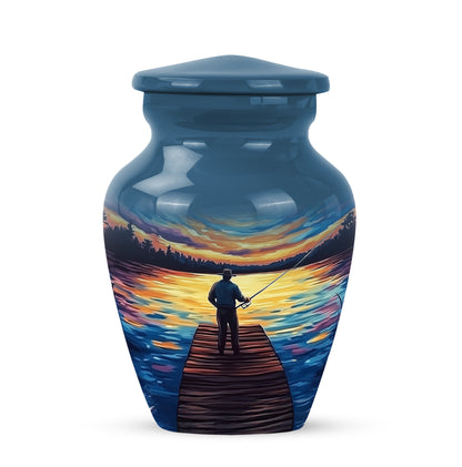 Remarkable Fishing Memorial Cremation Urns - Blue 10-inch, 200 cu in - Yatskia