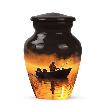 Inspiring Red Fishing Devotion Urn for Human Ashes - 10-inch, 200 cu in - Yatskia