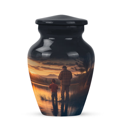 Radiant Fishing Memorial Cremation Urns - Blue 10-inch, 200 cu in - Yatskia