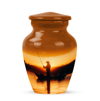 Personalized Elegant Fishing Cremation Urns - Gold 10-inch, 200 cu in - Yatskia