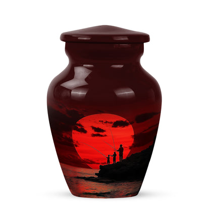 Harmonious Fishing Cremation Urns for Human Ashes - Red 10-inch - Yatskia