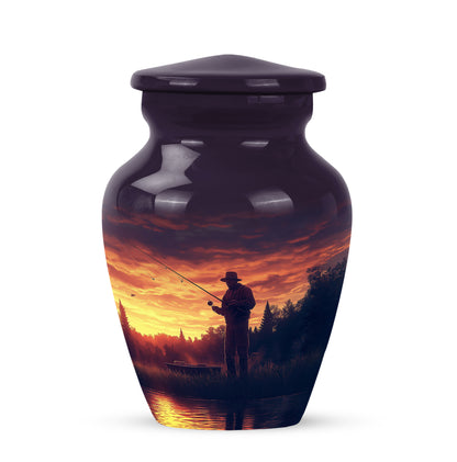 Personalized Fishing Cremation Urns - Tranquil Purple 10-inch, 200 cu in - Yatskia