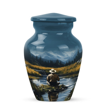 Personalized Fishing Cremation Urns - Pristine Blue 10-inch, 200 cu in - Yatskia