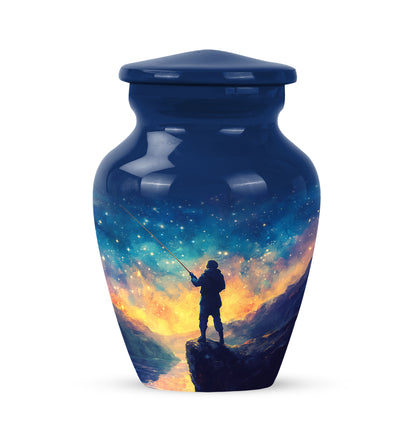 Divine Blue Fishing Cremation Urn for Ashes - 10-inch, 200 cu in - Yatskia