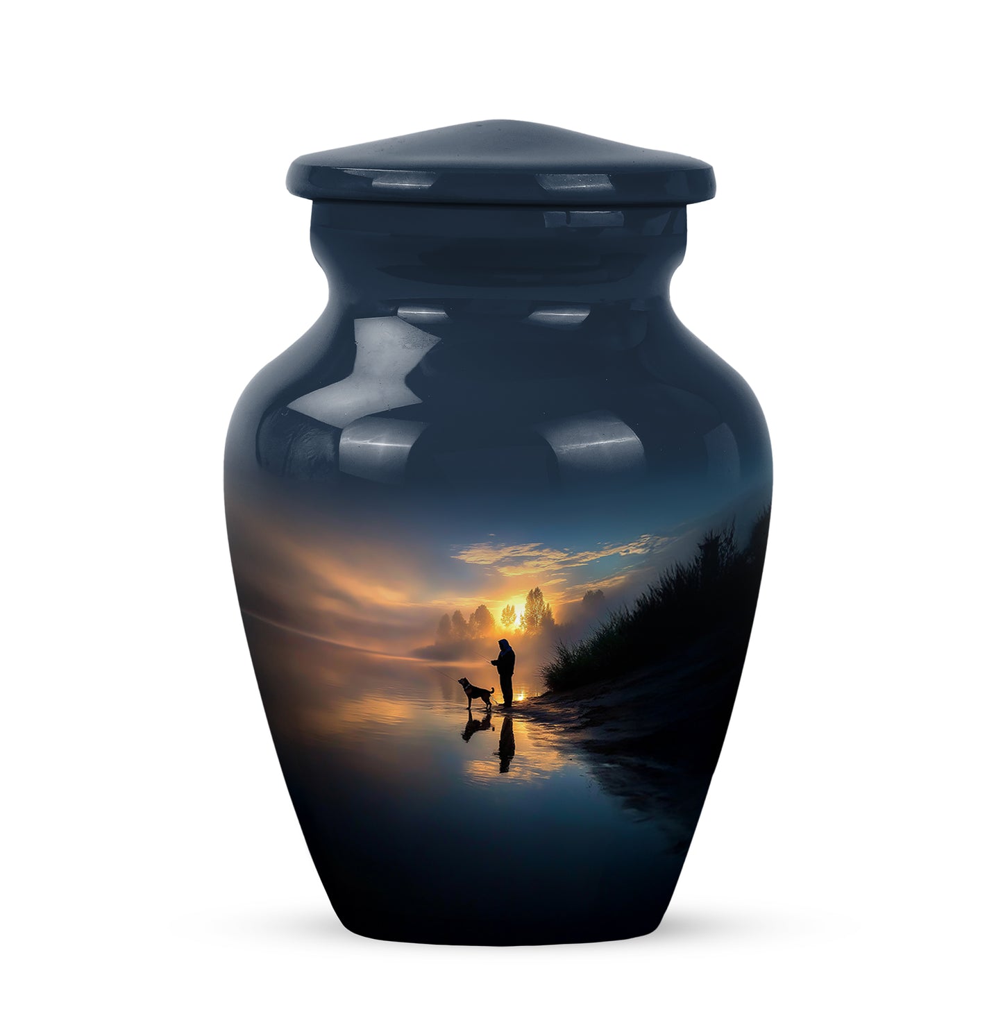 Blue Fishing Cremation Urns - Opulent Sanctuary 10-inch, 200 cu in - Yatskia