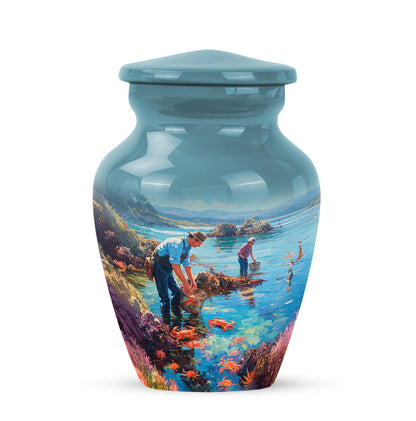 Blessed Fishing Cremation Urns for Human Ashes - Teal 10-inch - Yatskia