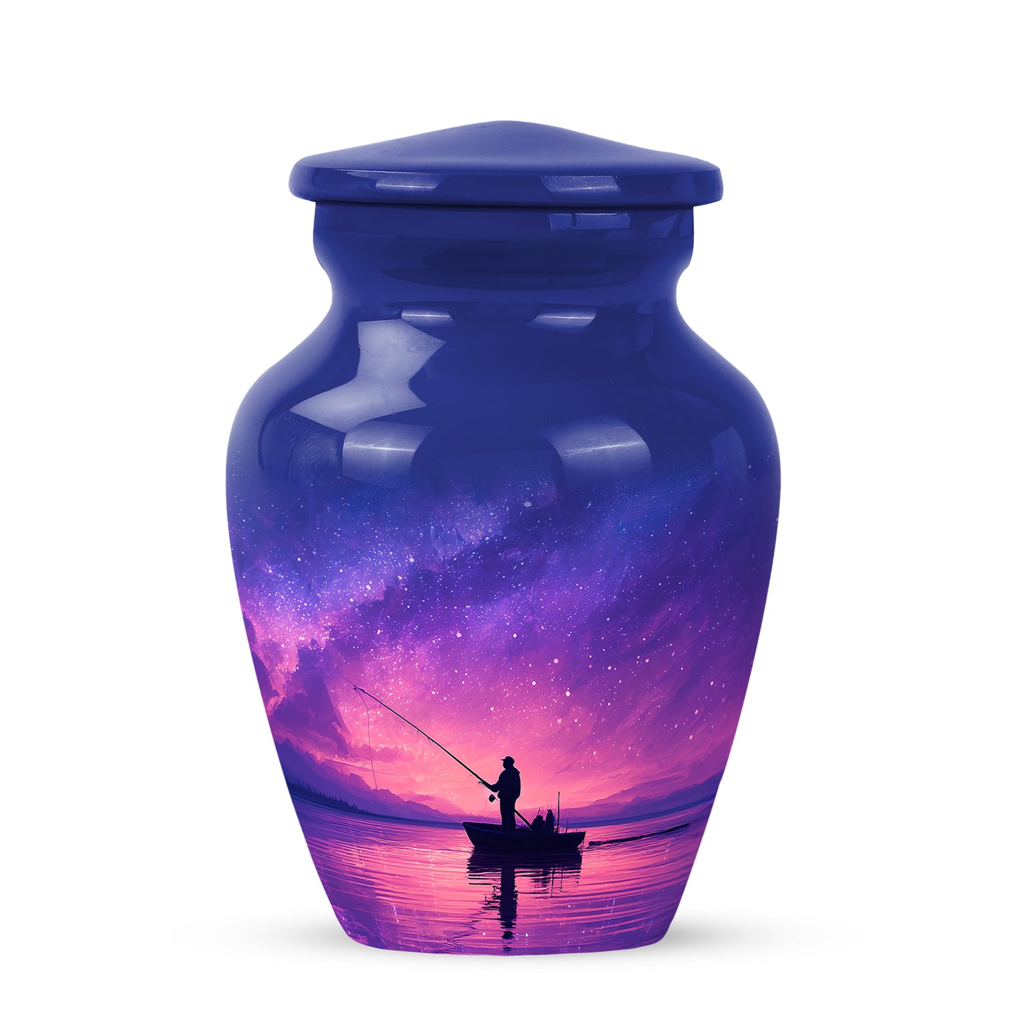 Harmonious Fishing Cremation Urns for Human Ashes - Blue 10-inch - Yatskia