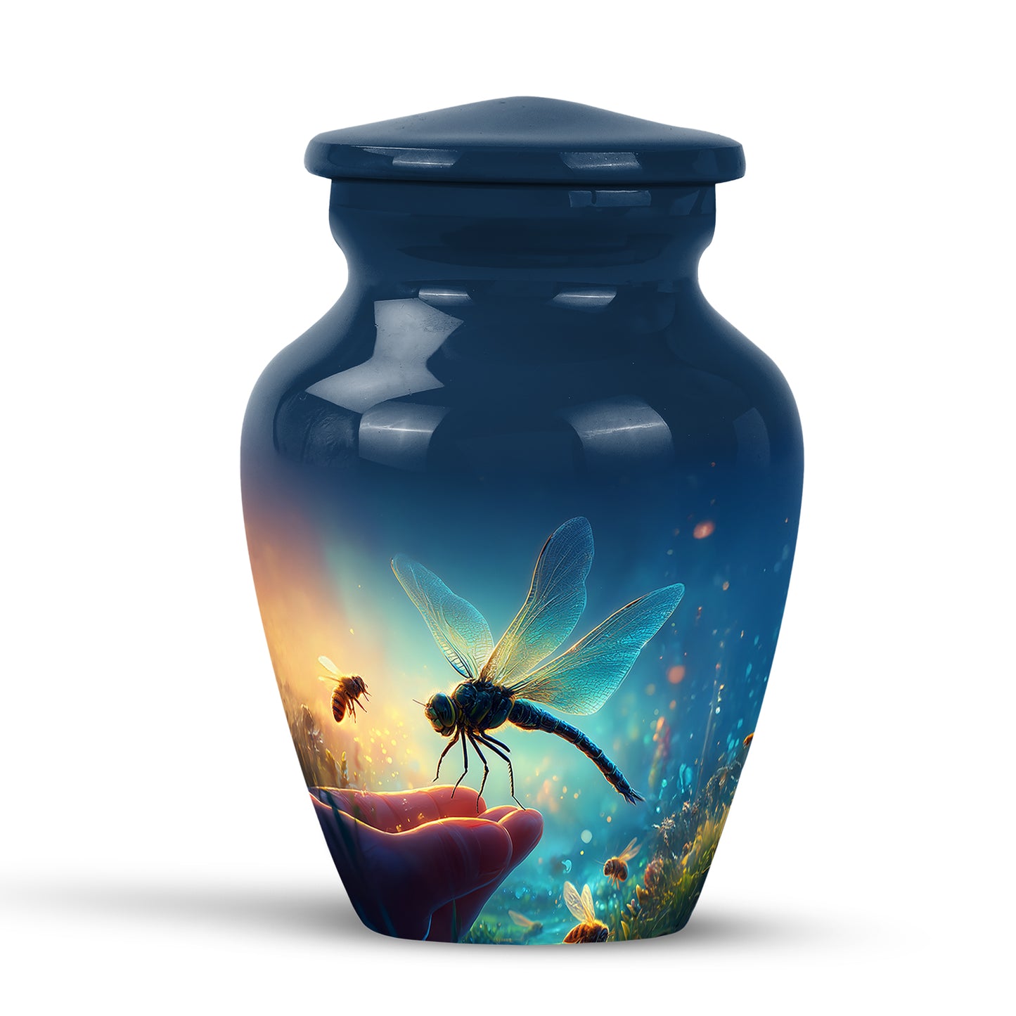Personalized Blue Dragonfly Cremation Urns for Ashes - Transcendent 10-inch - Yatskia