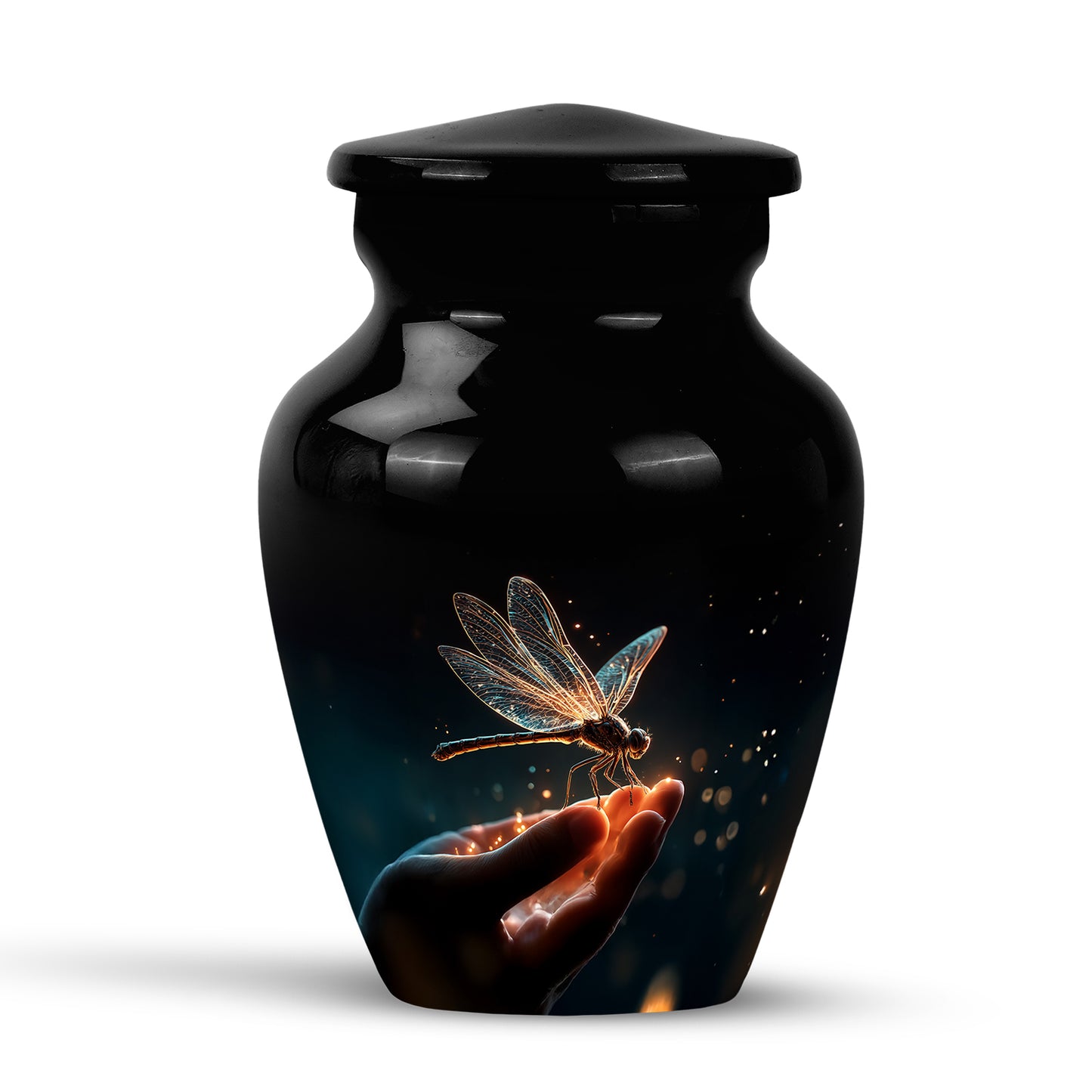 Black Dragonfly Cremation Urns - Imperial Dedication 10-inch, 200 cu in - Yatskia