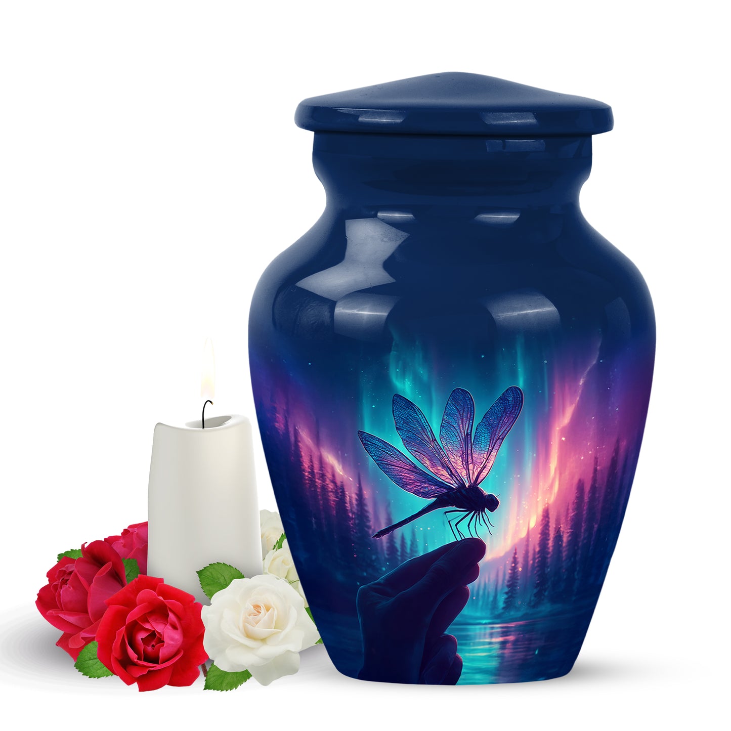 Personalized Dragonfly Cremation Urns - Soothing Blue 10-inch, 200 cu in - Yatskia