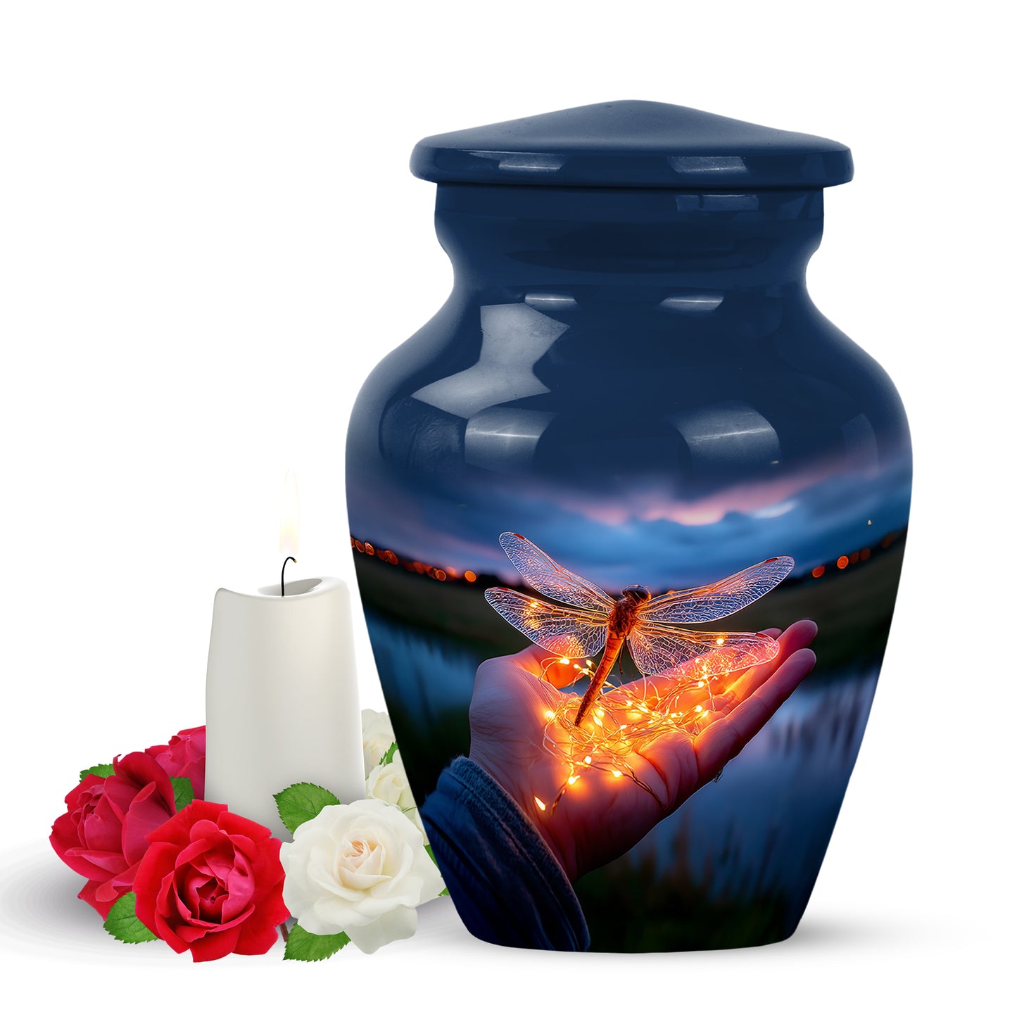 Personalized Blue Dragonfly Cremation Urns for Ashes - Majestic 10-inch - Yatskia