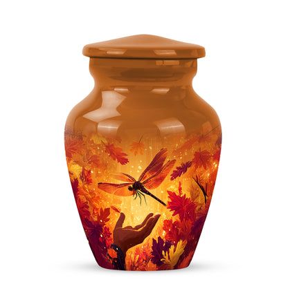 Timeless Gold Dragonfly Cremation Urn for Ashes - 10-inch, 200 cu in - Yatskia