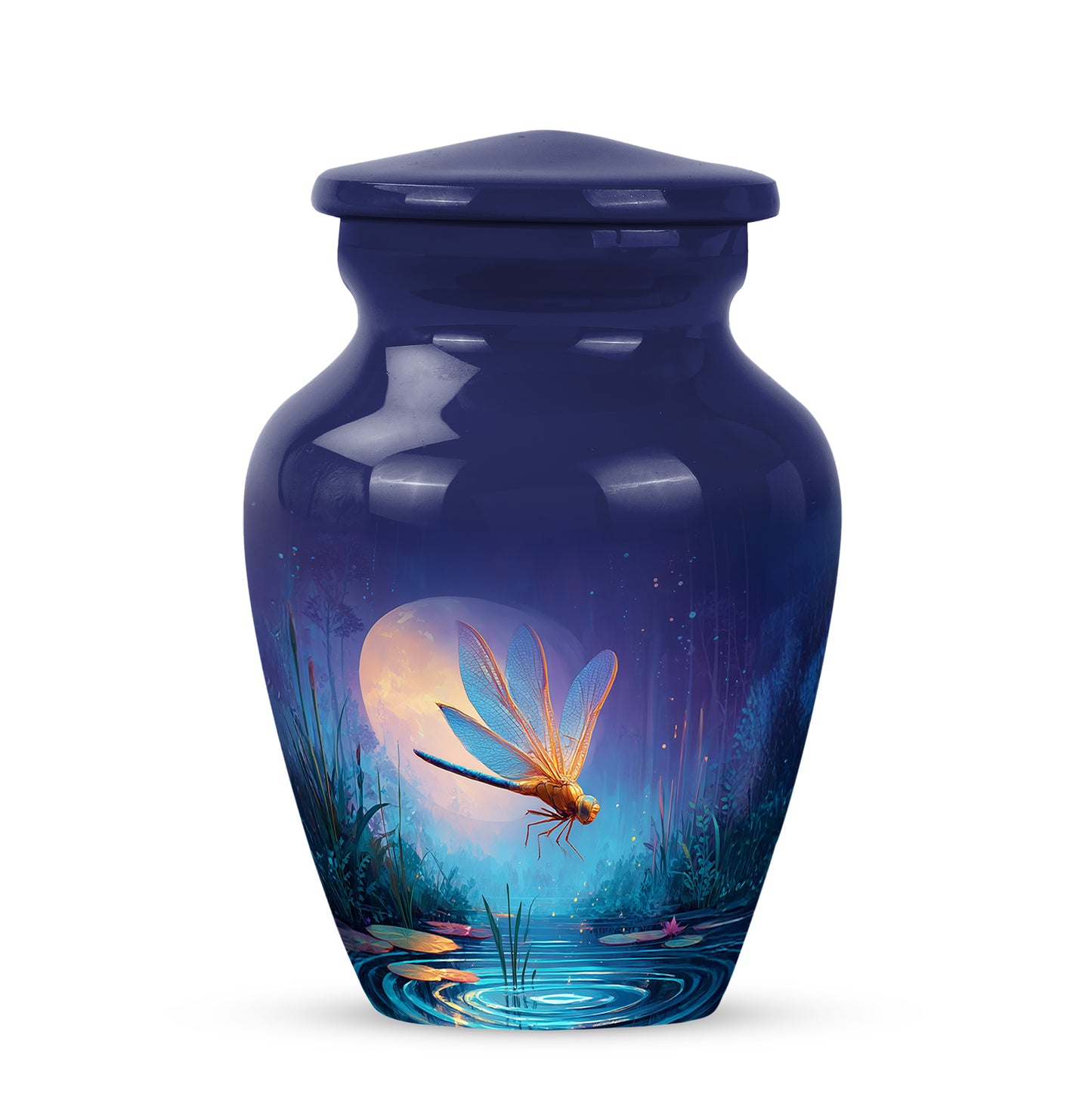 Personalized Dragonfly Cremation Urns - Eminent Blue 10-inch, 200 cu in - Yatskia