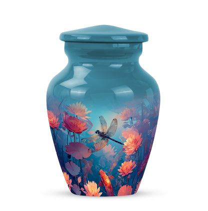 Personalized Teal Sovereign Dragonfly Cremation Urns for Human Ashes - 10-inch, 200 cu in - Yatskia