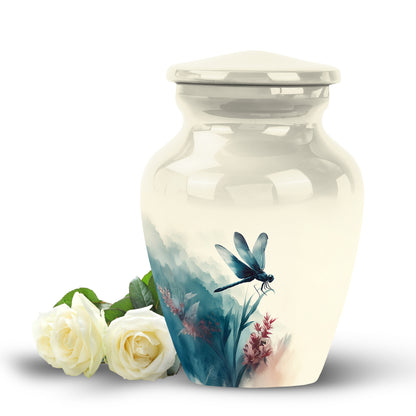 Personalized Seraphic Dragonfly Cremation Urns - White 10-inch, 200 cu in - Yatskia