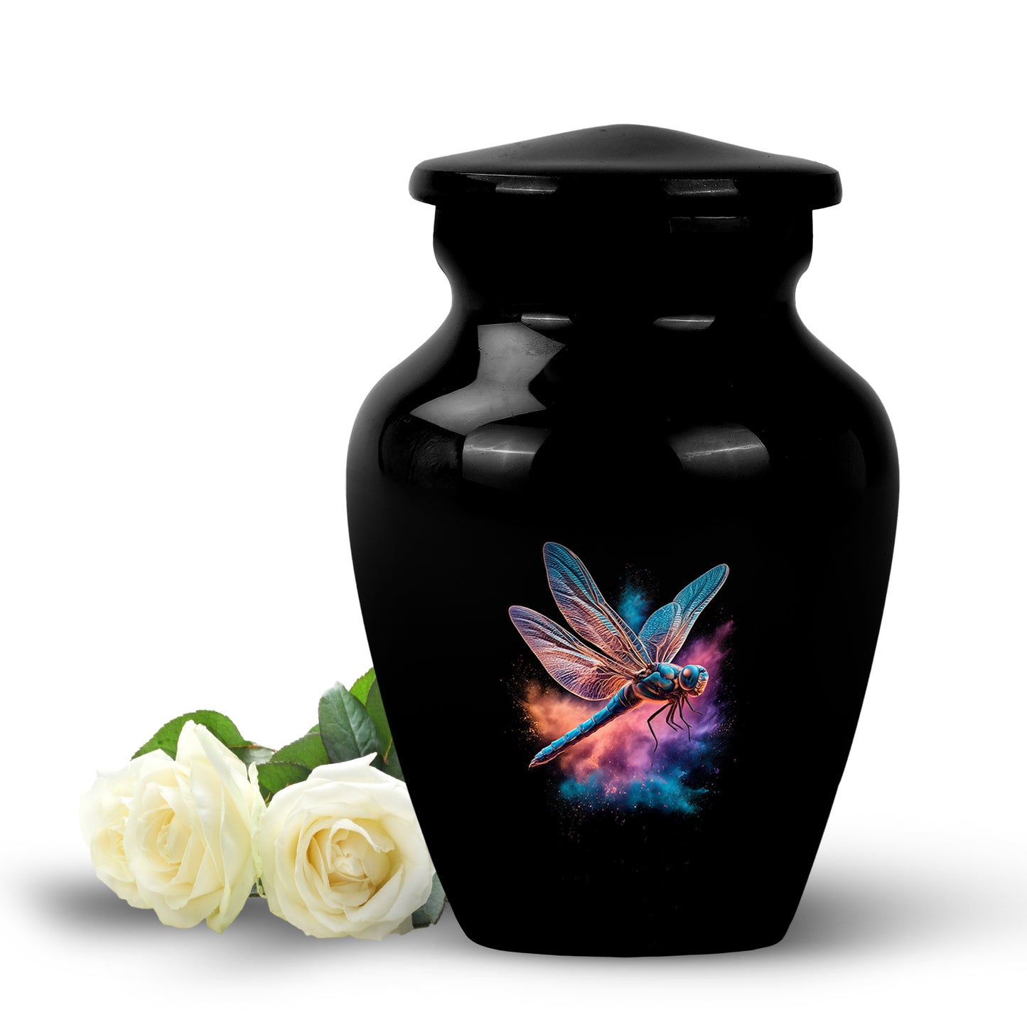 Timeless Black Dragonfly Cremation Urn for Ashes - 10-inch, 200 cu in - Yatskia
