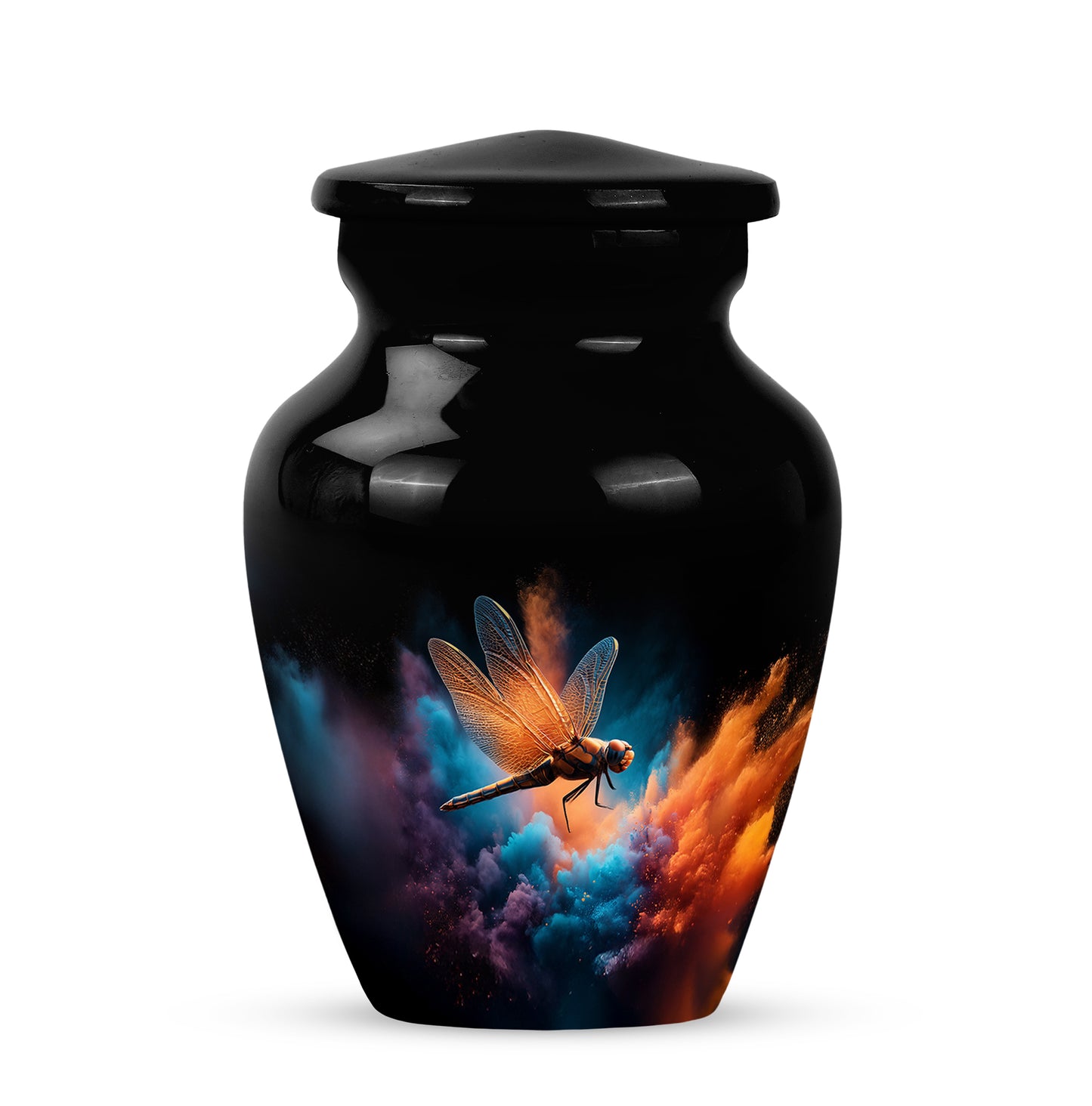 Blessed Dragonfly Cremation Urns for Human Ashes - Black 10-inch - Yatskia