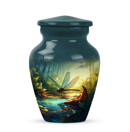 Divine Teal Dragonfly Cremation Urn for Ashes - 10-inch, 200 cu in - Yatskia