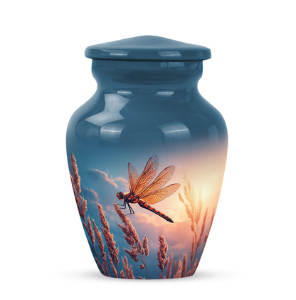 Blue Breathtaking Dragonfly Memorial Urn for Ashes - 10-inch, 200 cu in - Yatskia