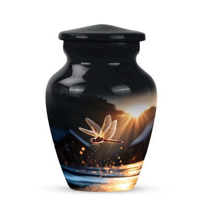 Black Dragonfly Cremation Urns - Enduring Farewell 10-inch, 200 cu in - Yatskia