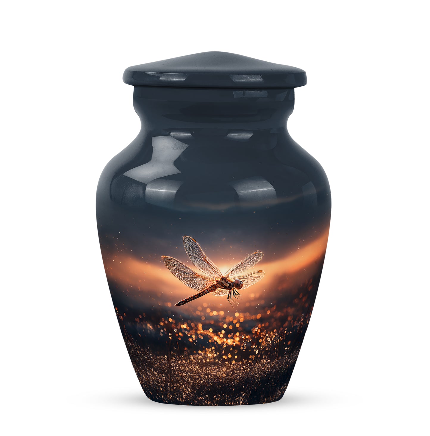 Personalized Blue Dragonfly Cremation Urns for Ashes - Transcendent 10-inch - Yatskia