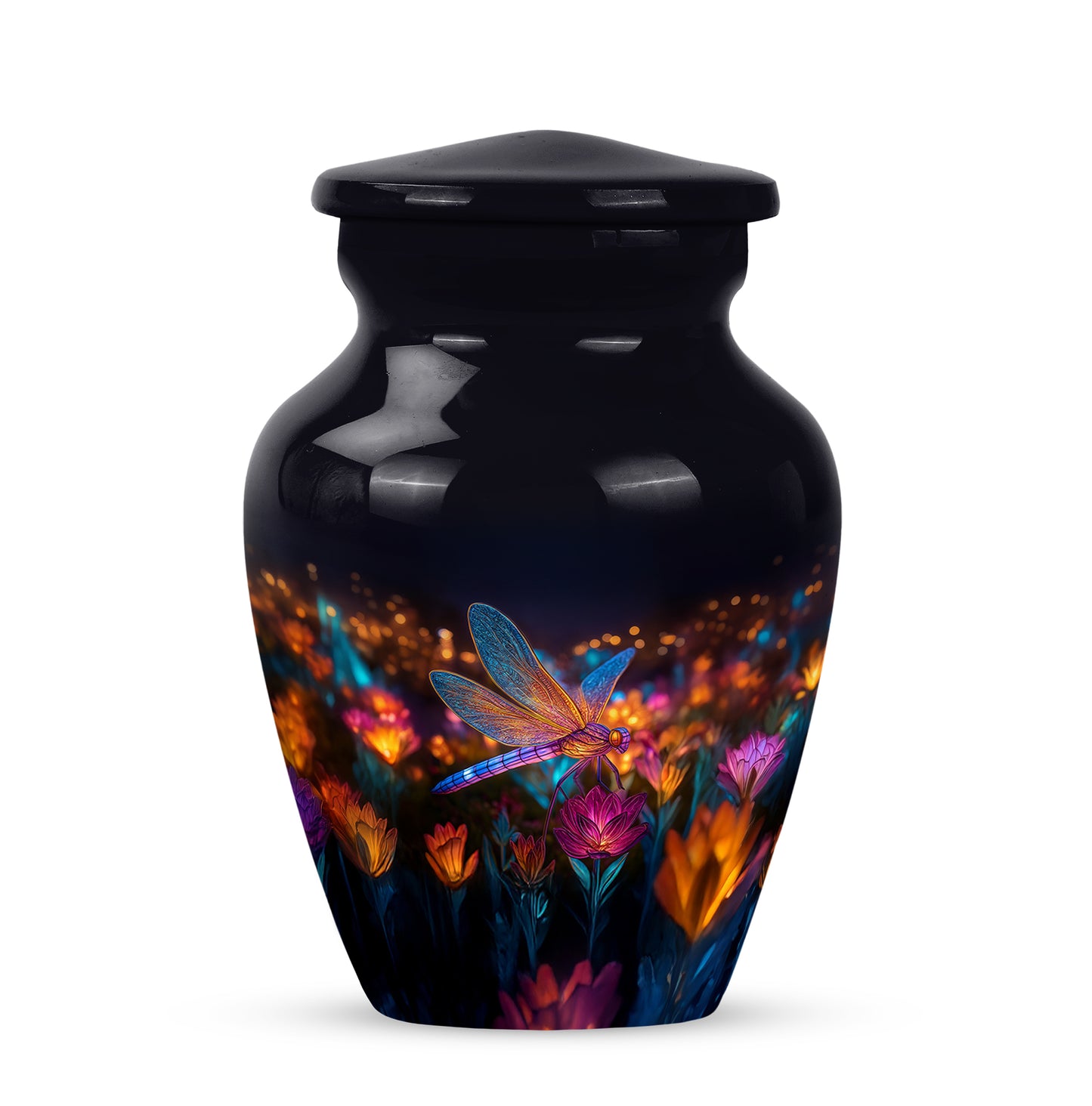 Stunning Black Dragonfly Farewell Urn for Human Ashes - 10-inch, 200 cu in - Yatskia