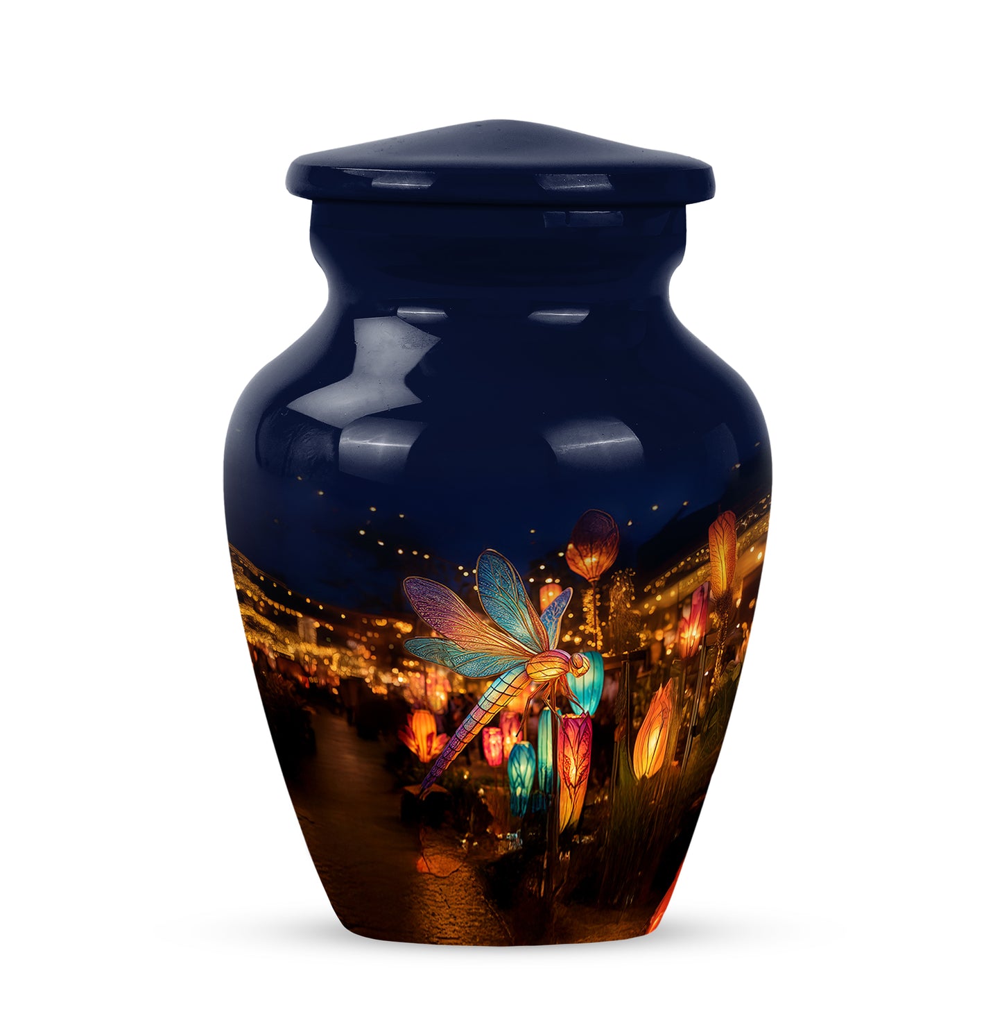 Personalized Seraphic Dragonfly Cremation Urns - Blue 10-inch, 200 cu in - Yatskia
