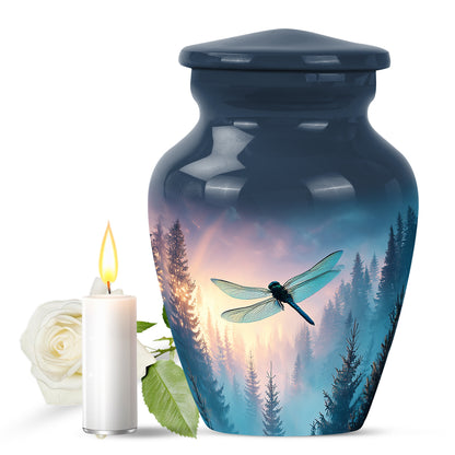 Blue Breathtaking Dragonfly Memorial Urn for Ashes - 10-inch, 200 cu in - Yatskia