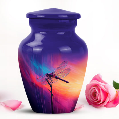 Blue Breathtaking Dragonfly Memorial Urn for Ashes - 10-inch, 200 cu in - Yatskia