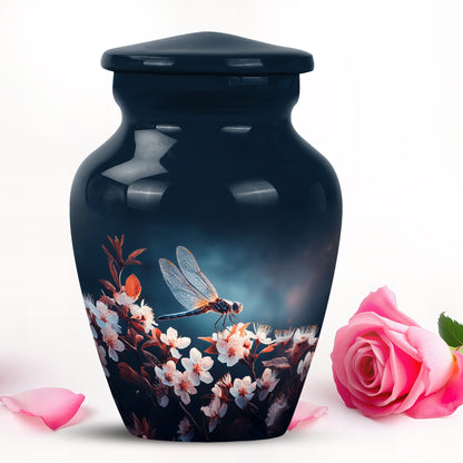 Personalized Blue Revered Dragonfly Cremation Urns for Human Ashes - 10-inch, 200 cu in - Yatskia