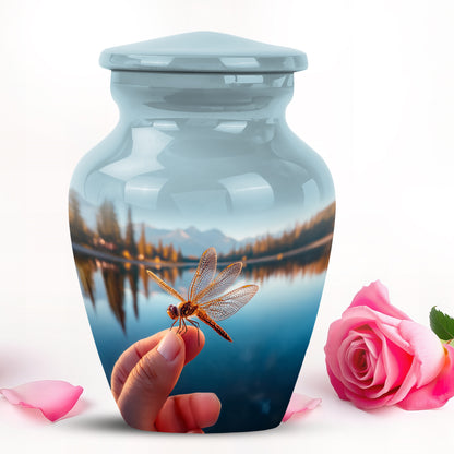 Personalized Dragonfly Cremation Urns - Pristine Blue 10-inch, 200 cu in - Yatskia