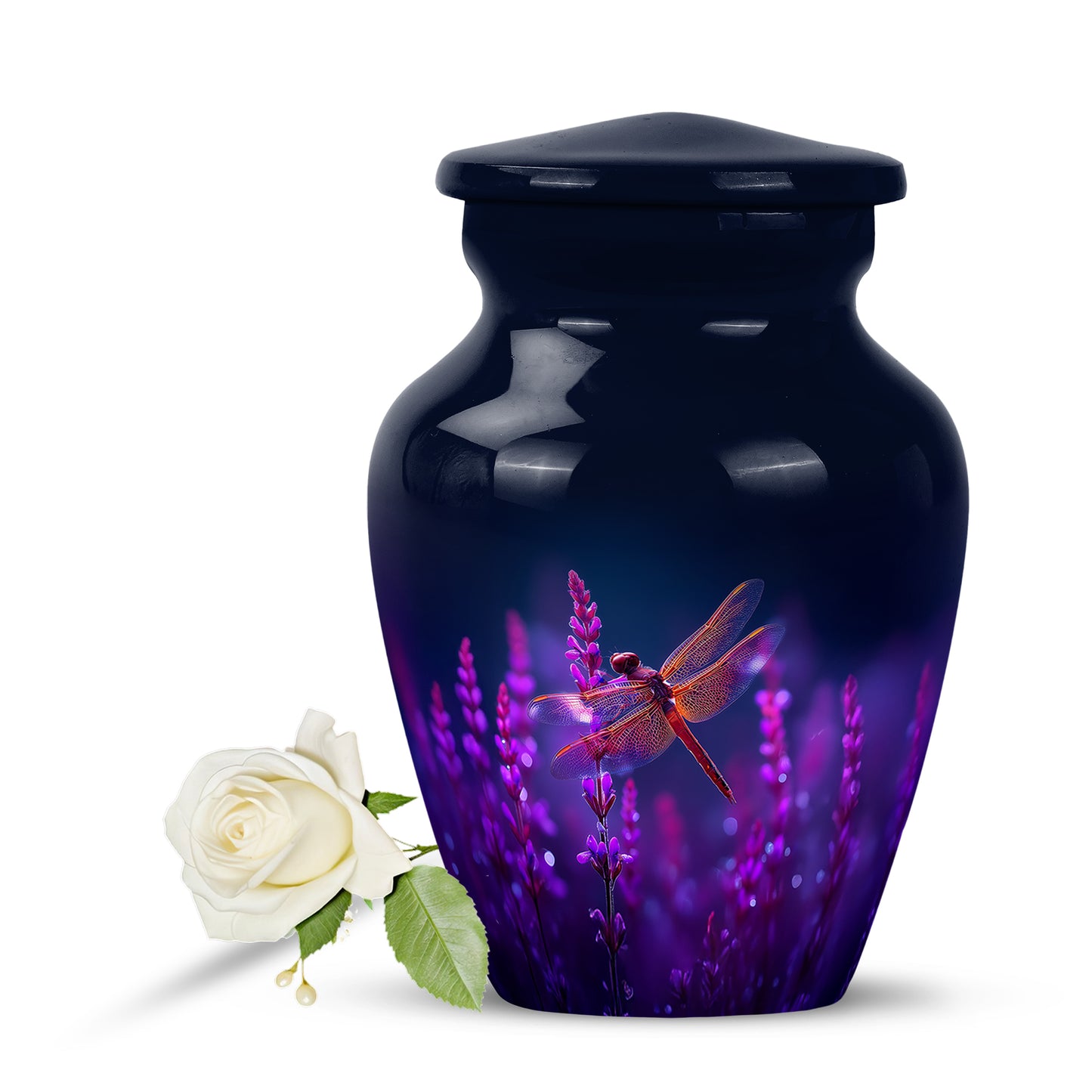 Radiant Dragonfly Memorial Cremation Urns - Blue 10-inch, 200 cu in - Yatskia