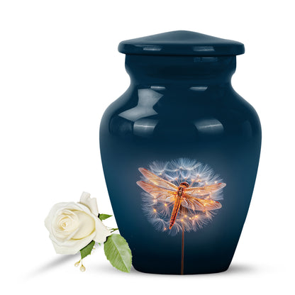 Graceful Blue Dragonfly Keepsake Urn for Human Ashes - 10-inch, 200 cu in - Yatskia